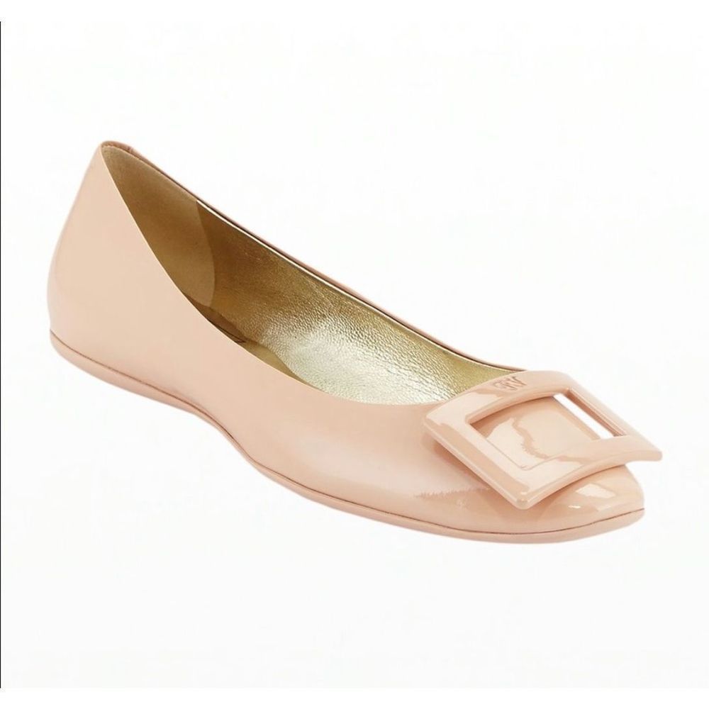 Roger Vivier Gommette Ballerina Flats‎ Nude 7.5 Patent Leather Shoes $625